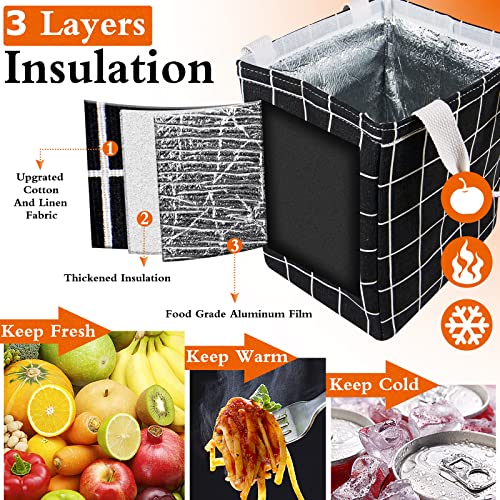 Lunch Bag Insulated Lunch Box for Women Men,Reusable Adult Lunch Tote Bags for Work or Travel (Black Plaid) - color: Black Plaid