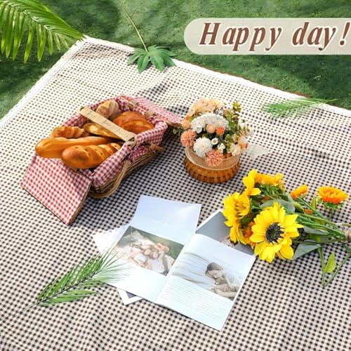 VitalCozy Waterproof Picnic Blankets 59 x 78in Outdoor Blanket Foldable 2 in 1 Double Layer Sandproof Beach Mat with Carry Strap for Camping Lawn Park Beach Grass(Coffee White) - color: Coffee White