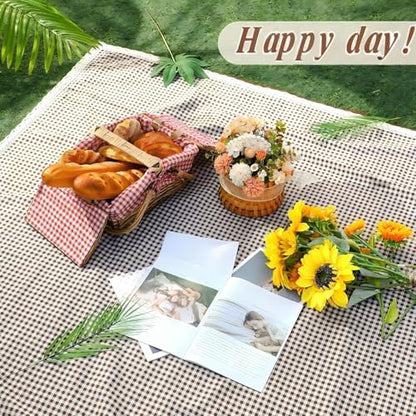 VitalCozy Waterproof Picnic Blankets 59 x 78in Outdoor Blanket Foldable 2 in 1 Double Layer Sandproof Beach Mat with Carry Strap for Camping Lawn Park Beach Grass(Coffee White) - color: Coffee White