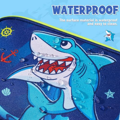 Shark Toiletry Bag - Kids Toiletry Bag for Boys Christmas Birthday Gift Camping Travel Toiletry Case Toiletries Makeup Cosmetic Pouch Pink Water-resistant Wash Bag Dopp Kit with Mesh Pocket - style: Shark a