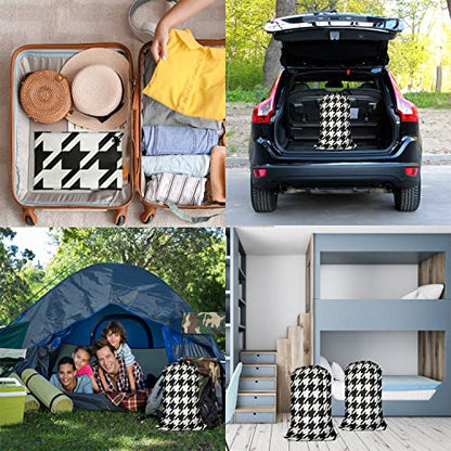 Swono Houndstooth Seamless Pattern Large Laundry Collapsible Laundry Bag Black White Abstract Pattern Foldable Laundry Hamper Bag - color: Houndstooth Seamless Pattern