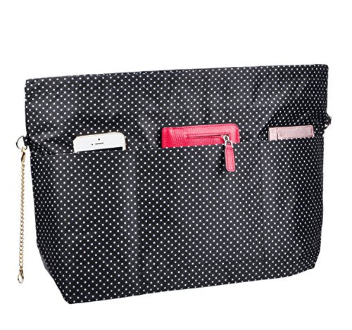Vercord Handbag Purse Bag Insert Organizers Extra Thick Large Travel Handbag Organizer Black Polka Dot - color: Black Polka Dot