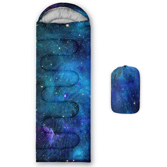 Sleeping Bag for Kids Adults,Brown Giraffe Fur Pattern-Lightweight Warm Portable Outdoor Indoor-Waterproof Cold Weather Resistant Sleeping Bag for Camping Hiking - color: Blue Galaxy