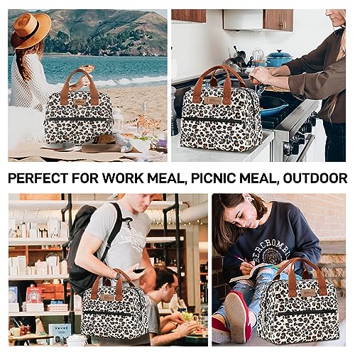 HOMESPON Insulated Lunch Bag for Women Men Lunch Box Cooler Lunch Tote for Work Picnic (Leopard Print) - color: Leopard Print
