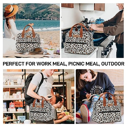 HOMESPON Insulated Lunch Bag for Women Men Lunch Box Cooler Lunch Tote for Work Picnic (Leopard Print) - color: Leopard Print