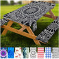 Picnic Table Cover with Bench Covers Vinyl Elastic Edges Fitted Rectangle Tables Seat Waterproof 3-Piece 96X30in Set Outdoor Rectangular Folding Backing Tablecloth Camping Over Size BlackMandala - color: Black Mandala, size: 96in