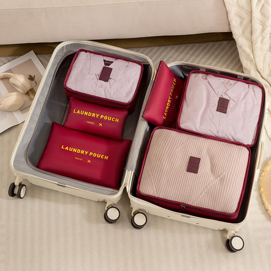 ‌Enhanced 6-Piece Travel Accessories Organizer Bag - Perfect for Workout & Travel Clothes Storage‌ - Wine - color: Wine, size: One Size