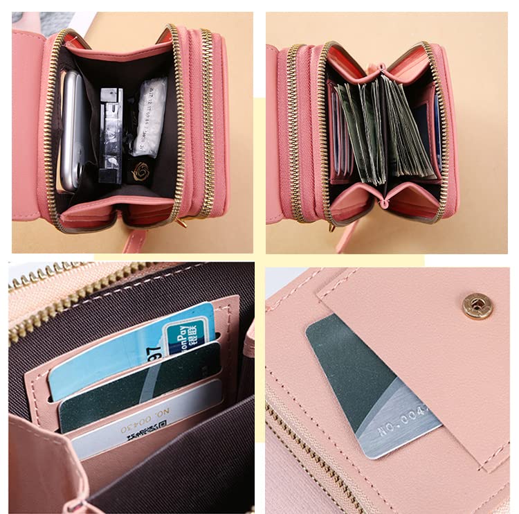 Anti-Theft Leather Bag,Small Crossbody Cell Phone Purse Wallet for Women,RFID Block Phone Purse Crossbody with Shoulder Strap - color: Baby Blue