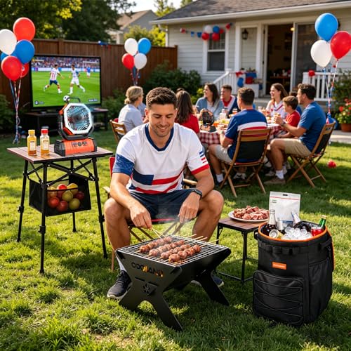 Odoland Portable Camping Table, 18.3"L x 16.5"W Folding Table with Adjustable Height 16.5" - 23.6", Large Beach Table with Storage Bag for Outdoor Camp, Cooking, Picnic, Travelling, Backyards, Fishing - size: 18.31"L x 16.54"W x 16.54"H
