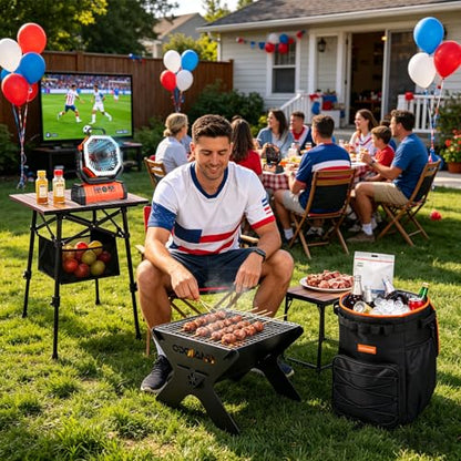 Odoland Portable Camping Table, 18.3"L x 16.5"W Folding Table with Adjustable Height 16.5" - 23.6", Large Beach Table with Storage Bag for Outdoor Camp, Cooking, Picnic, Travelling, Backyards, Fishing - size: 18.31"L x 16.54"W x 16.54"H