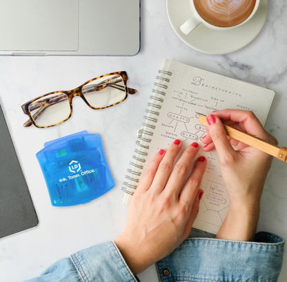 LD Products Blue Mini Office Supply Kit Portable Case with Scissors, Paper Clips, Tape Dispenser Set, Pencil Sharpener, Mini Stapler with Staples and Staple Remover - color: Blue