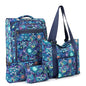 Sakroots On the Go 4 Piece Travel Bundle, Includes 21" Rolling Suitcase, Packable Large Tote, Medium & Small Pouches - color: Royal Blue Seascape