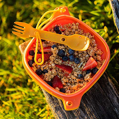UCO 4-Piece Camping Mess Kit with Bowl, Plate and 3-in-1 Spork Utensil Set - color: Venture