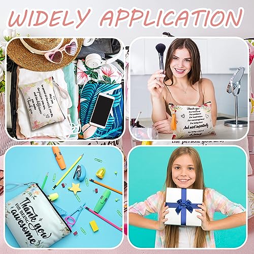 Panelee 48 Pcs Graduation Inspirational Gifts Makeup Cosmetic Bag Bulk with Zipper Keychain Bibles Employee Appreciation Makeup Bags Motivational Gift for Ladies Women Teacher Coworker Gifts - style: Delicate Style