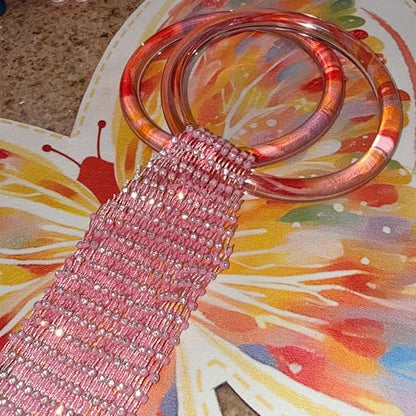 Munyee Hua Rhinestone Mesh Wine Bag Champagne Bottle Tote with Handle Reusable Gift Pouch Crystal Carrier Sparkly Bling Wedding Party Bridesmaid Gift Housewarming Holiday (Pink Handle Pink Rhinestone) - color: Pink Handle Pink Rhinestone
