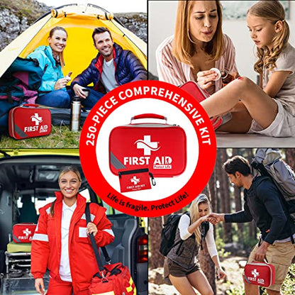 Protect Life Survival First Aid Kit for Home/Business, Camping Survival Kits | Mini Travel First Aid Kit | Camping Equipment | Small Kits for Car | Outdoor Emergency Survivals Pack - 250pcs - size: 250 Pieces Kit (Home)