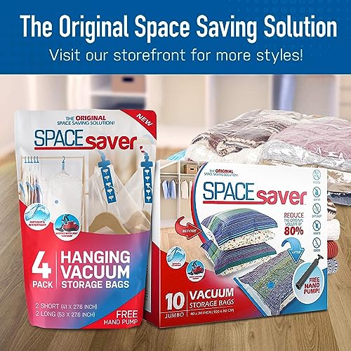 Spacesaver Vacuum Storage Bags with Hand Pump - Vacuum Seal Bags for Clothing, Comforters, Blankets - Reusable Compression Bags for Travel, Moving, Organization - 2S, 2M, 2L, 2XL Sizes - Pack of 8