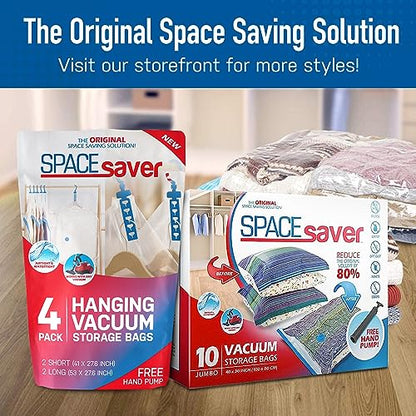 Spacesaver Vacuum Storage Bags with Hand Pump - Vacuum Seal Bags for Clothing, Comforters, Blankets - Reusable Compression Bags for Travel, Moving, Organization - 2S, 2M, 2L, 2XL Sizes - Pack of 8