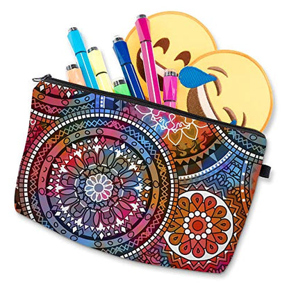 Deanfun Cosmetic Bag for Women, Mandala Flowers Waterproof Makeup Bags Roomy Toiletry Pouch Travel Accessories Gifts (51555) - color: 51555
