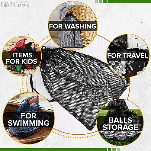 10 PCs Small Net Bag – 11.8x7.48" Nylon Mesh Bags With Drawstring – Lightweight, Breathable, Reusable Storage for Travel, Gym, Swimwear, Laundry, Sports, Beach Gear, Camping & Daily Organization - style: 10pcs, Black, S Size