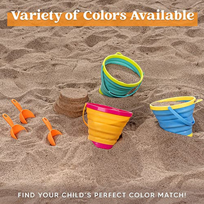 JOYIN 3 Packs Foldable Pail Bucket with Shovels & Mesh Bag, Collapsible Buckets Multi Purpose for Beach, Camping Gear, Beach Party, Fishing, and Fun Summer Activities (Yellow/Blue/Green) - color: Yellow/Blue/Green