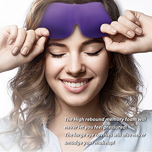 PrettyCare 3D Sleep Mask 2 Pack, Eye Mask for Side Sleeper - 3D Contoured Sleeping Mask Block Out Light for Men Women- No Eye Pressuer Night Masks with Ear Plugs & Travel Bag (Black＆Purple) - color: Black＆purple