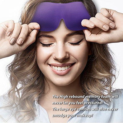 PrettyCare 3D Sleep Mask 2 Pack, Eye Mask for Side Sleeper - 3D Contoured Sleeping Mask Block Out Light for Men Women- No Eye Pressuer Night Masks with Ear Plugs & Travel Bag (Black＆Purple) - color: Black＆purple