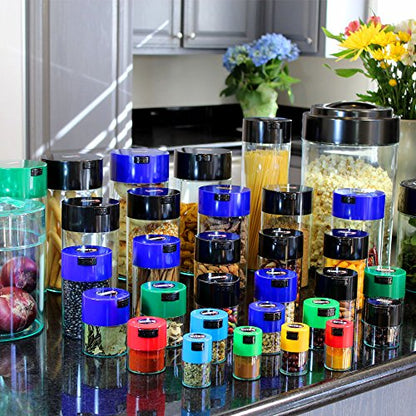 Vitavac - 5g to 20 grams Vacuum Sealed Container - Black Cap & Clear Body - color: Black Clear
