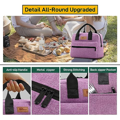 HOMESPON Insulated Lunch Bag for Women Men Lunch Box Cooler Lunch Tote for Work Picnic (Purple) - color: Purple