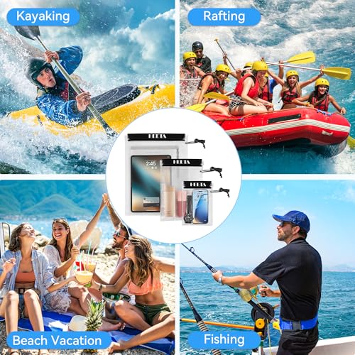 HEETA 5-Pack Clear Waterproof Dry Bag Pouch, Water Tight Cases Dry Bags Document Holder for Camera Mobile Phone Maps, Kayaking Boating - color: Black