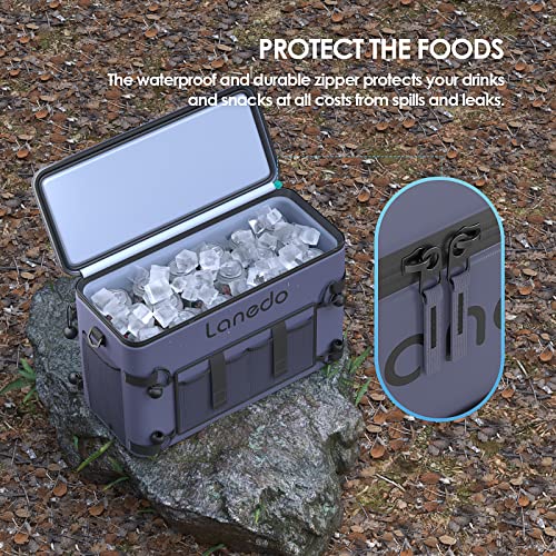 Deep Freeze Cooler Soft Sided Cooler Bag, 34 Can Collapsible Insulated Ice Chest, Large Leakproof Camping & Travel Cooler for Kayaking & Beach - color: 34Can Grary