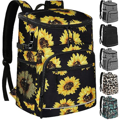 Cooler Backpack Insulated Leakproof Waterproof Backpack Cooler Bag 30/45 Cans, Large Capacity Lightweight Travel Camping Beach Backpack Cooler Ice Chest for Men and Women - color: sunflower, size: 30 Cans
