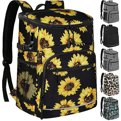 Cooler Backpack Insulated Leakproof Waterproof Backpack Cooler Bag 30/45 Cans, Large Capacity Lightweight Travel Camping Beach Backpack Cooler Ice Chest for Men and Women - color: sunflower, size: 30 Cans
