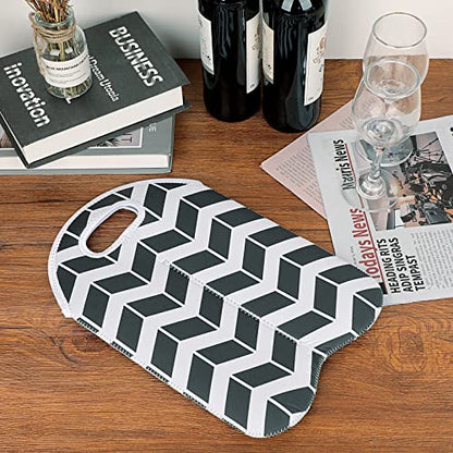 Hipiwe Wine Carrier Tote Bag for 2 Bottles - Neoprene Wine Bottle Holder with Carry Handle, Wine Protective Bag Insulated Bag Beer Cans Water Bottle Holder for Travel Picnic - style: Black and White Stripes +Purple