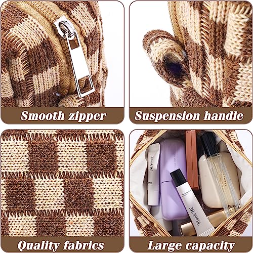 ZLFSRQ 4Pcs Checkered Pencil Case Cute Pencil Pouch for Teens Checkered Makeup Bag Medium Travel Cosmetic Bag Makeup Pouch for Purse Aesthetic Trendy Zipper Toiletry Bags(Green/Black/Pink/Brown) - color: Checkered 4Pcs M Pink/Black/Green/Brown