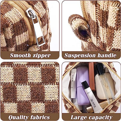 ZLFSRQ 4Pcs Checkered Pencil Case Cute Pencil Pouch for Teens Checkered Makeup Bag Medium Travel Cosmetic Bag Makeup Pouch for Purse Aesthetic Trendy Zipper Toiletry Bags(Green/Black/Pink/Brown) - color: Checkered 4Pcs M Pink/Black/Green/Brown