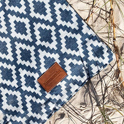 Komorebi Extra Large Picnic Blanket - 78” x 59” - Waterproof Outdoor Blanket, Foldable & Portable Sandproof Beach Blanket - Blue Travel Mat with Soft Cotton & Carry Handle - color: Blue