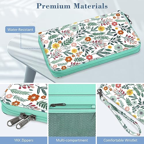 Fintie Family Passport Holder Wallet, RFID Blocking Travel Document Organizer Clutch Bag Credit Cards Case Cover for Women Men - color: Spring