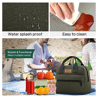HOMESPON Insulated Lunch Bag for Women Men Lunch Box Cooler Lunch Tote for Work Picnic (Green) - color: Green