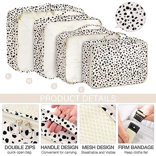 KPX 8 Set Packing Cubes for Travel, Luggage Packing Organizers Accessories Large Toiletries Bag for Clothes Shoes Cosmetics (Leopard) - color: 8Set-Leopard