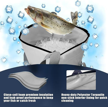 MORXPLOR Insulated Fish Cooler Bag for Fishing 41x17 47x17In 50x20In 60x24 72x30 80X40 Inches,Large Insulated Fish Kill Bag,Fishing Catch Bag Cooler with Water-resistant Zipper - color: 60inch Light Grey