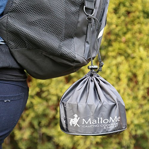 MalloMe Camping Cookware Mess Kit for Backpacking Gear – Camping Cooking Set - Camping Pots and Pans Set - Backpacking Stove/Portable Stove Compatible - Camp Kitchen Equipment Accessories Pot - style: 1 Liter Pot