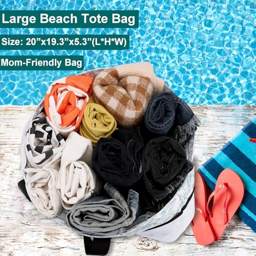 JIANYA Beach Bag Women Waterproof Sandproof Beach Tote Bags with Cooler Top Zipper Large Totes for Pool Travel Daily - color: Red Checked Pattern