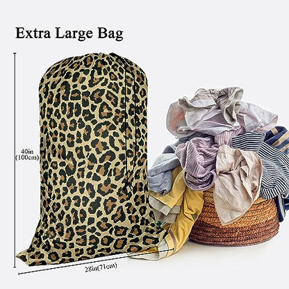 Swono Leopard Pattern Design Extra Large Travel Laundry Bag, Rip-Stop Dirty Clothes with Drawstring, Cheetah Skin Foldable Laundry bag Clothing Organization - color: Leopard Pattern Design