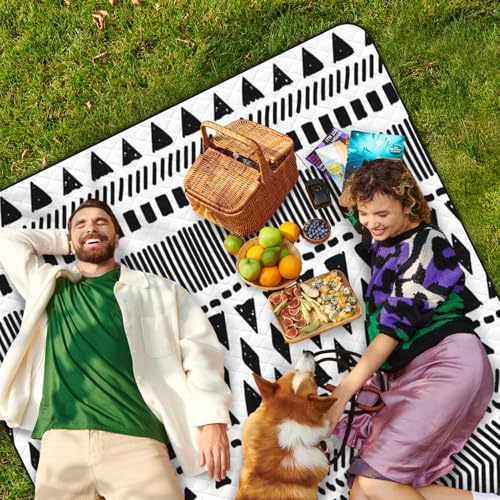 Waterproof Picnic Outdoor Blanket, 79" x 59" Sandproof Foldable Large Picnic Blanket for Beach, Camping, Park, Travel, Concert, Great Gift for Families and Couples (Simple Lines) - color: Simple Lines 01