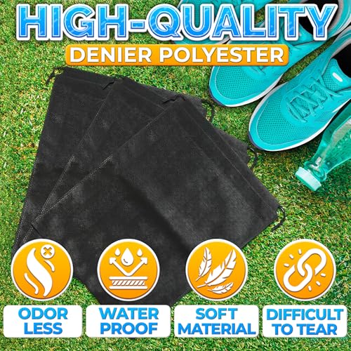 10 Pack Travel Shoe Backpack Set – Non-Mesh Solid 11.8"x15.75" Waterproof Drawstring Shoe Bags for Travel, Clothes, or Wet Gear – Lightweight Storage Organizer and Packing Essential for Women & Men - style: 10Pcs, Full Black, M Size