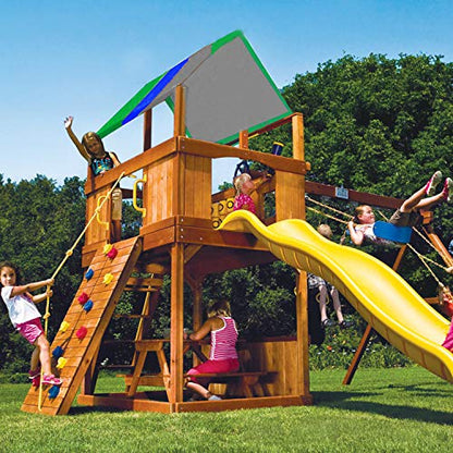 Alpurple Swing Set Replacement Tarp- 52" x 90" Kids Playground Roof Canopy, Replacement Sunshade Waterproof Trap Cover for Children Outdoor Sunproof (Green Blue Gray) - color: Green Blue Gray