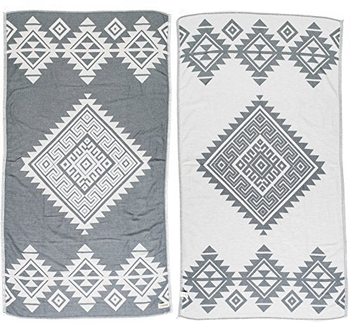 Bersuse 100% Cotton Yucatan Turkish Towel - 39x71 Inches, Silver Grey - color: Silver Grey