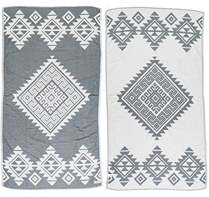 Bersuse 100% Cotton Yucatan Turkish Towel - 39x71 Inches, Silver Grey - color: Silver Grey