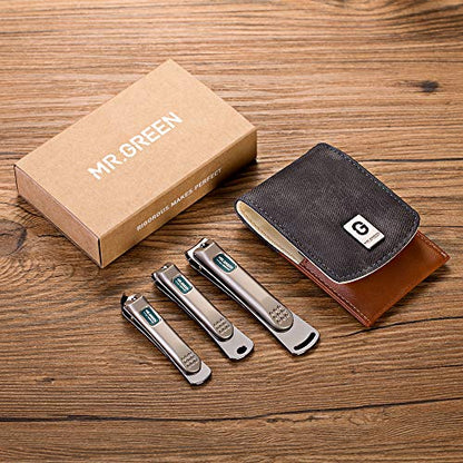 MR.GREEN 3 pcs Nail Clippers Set Stainless Steel Nail Clippers & Slant EDG Toenail Clipper Cutter for Men and Women - color: Mr-6038